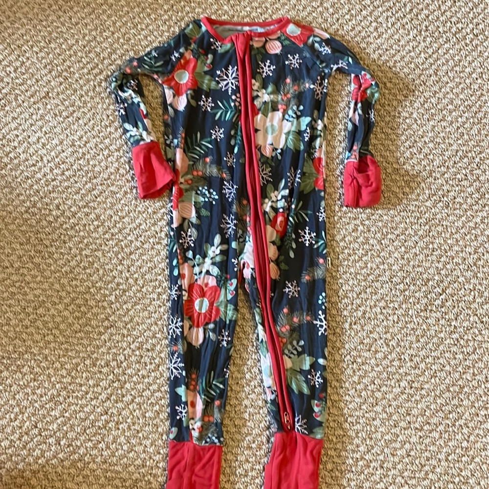 Little Sleepies Pointsetta 6-12 Month Zippy